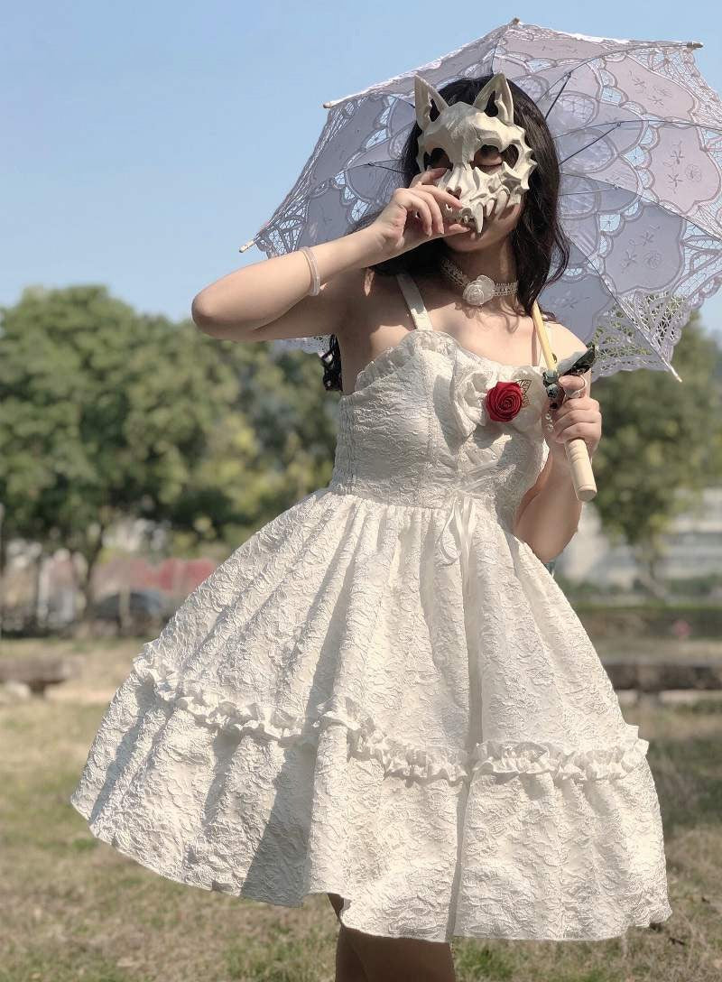 Crystalline Frosted Rose Wedding Cake Cottagecore Fairycore Princesscore Coquette Kawaii Dress