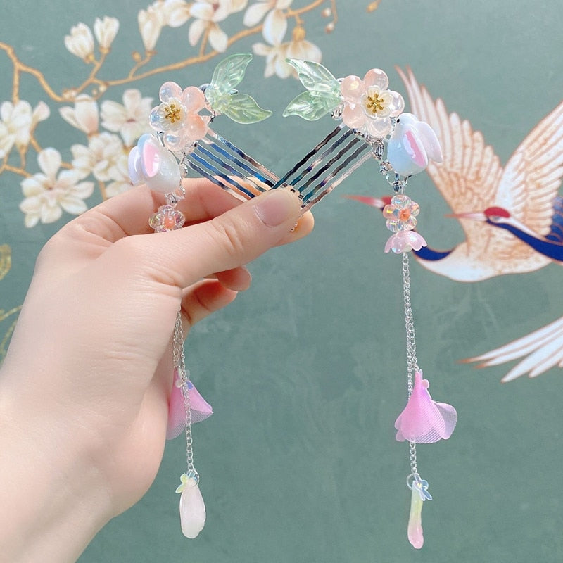 Heavenly Butterfly Garden Cottagecore Princesscore Fairycore Soft Girl Kawaii Hair Comb Pin Accessory Set