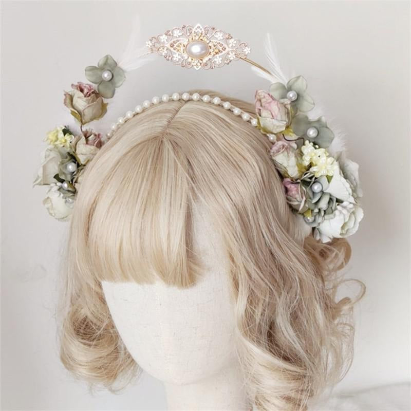Crown of Eden Cottagecore Princesscore Fairycore Princesscore Coquette Soft Girl Kawaii Angelcore Headband Flower Crown Hair Accessory
