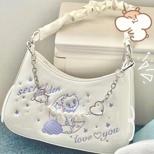 Moonlit Kitten Couds Kawaii Cottagecore Fairycore Princesscore Coquette Bag - Starlight Fair