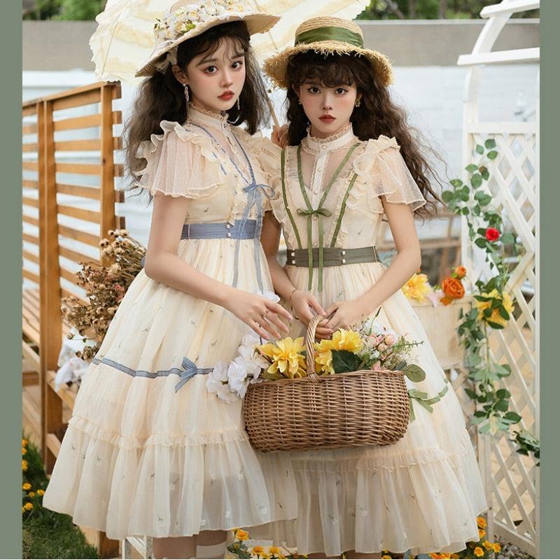 Annie and Reece Fairycore Cottagecore Princesscore Dress and Petticoat Skirt Bottoms Set - Starlight Fair
