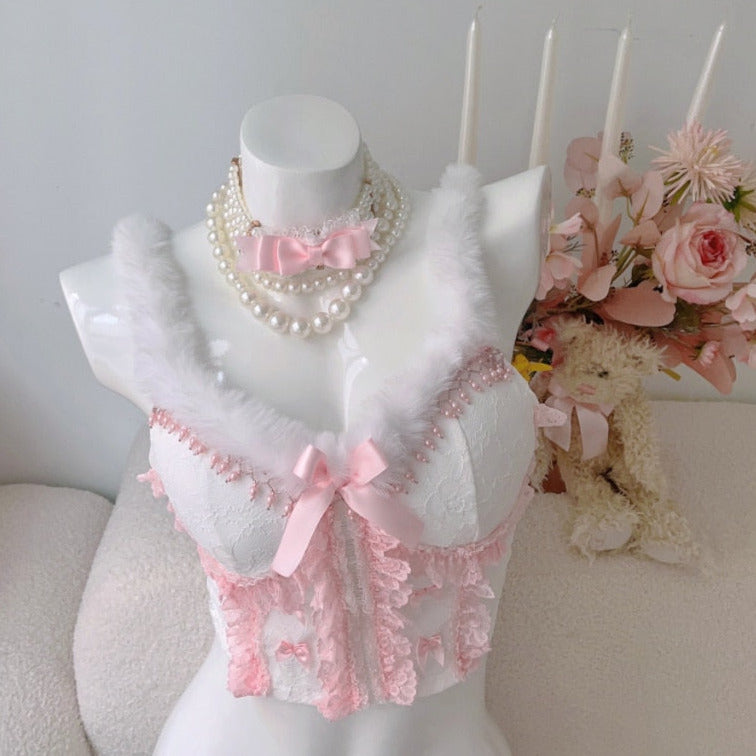 Lolita - Pink short fur winter lingerie set – JOS & SOF