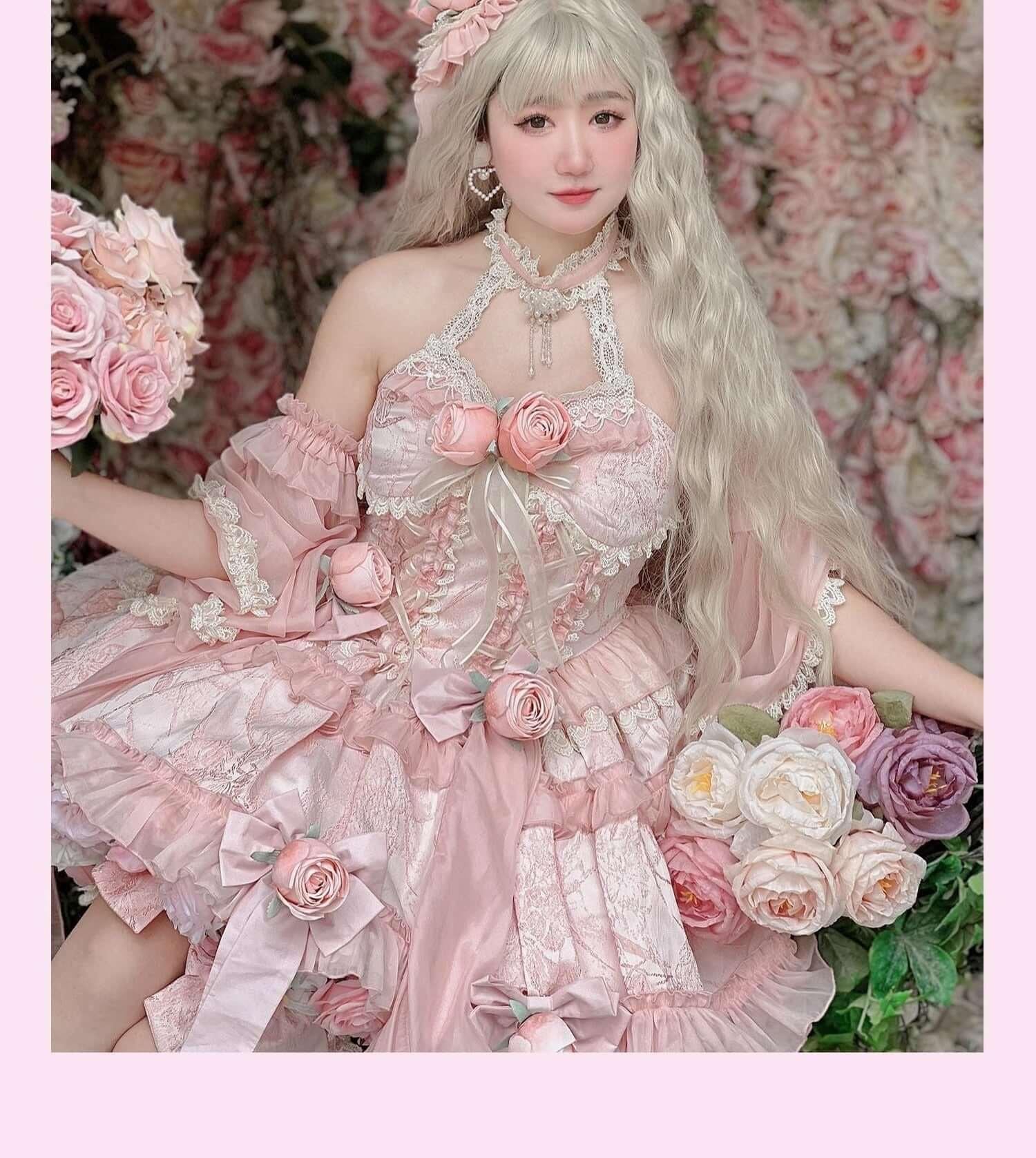 A Brand New Sweet Rosy Dream Dark Fairycore Cottagecore Princesscore Dress - Starlight Fair