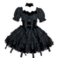 Mystical Rose Gothic Cottagecore Fairycore Princesscore Coquette Kawaii Dress with Optional Hair Accessory and Choker Set
