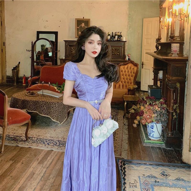 Gilding Violets Fairycore Princesscore Cottagecore Dress - Starlight Fair