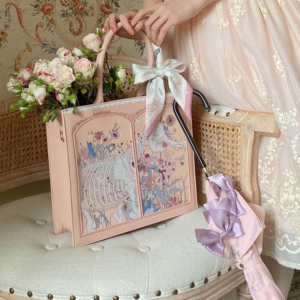 Royal Safari Fairycore Kawaii Cottagecore Fairycore Princesscore Coquette Bag Pink Leopard / 22x7x16 cm