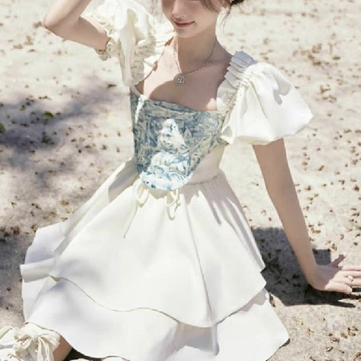 Sweet Sugar Sand Dollar Cottagecore Fairycore Princesscore Coquette Mermaidcore Kawaii Dress with Optional Corset Top Set