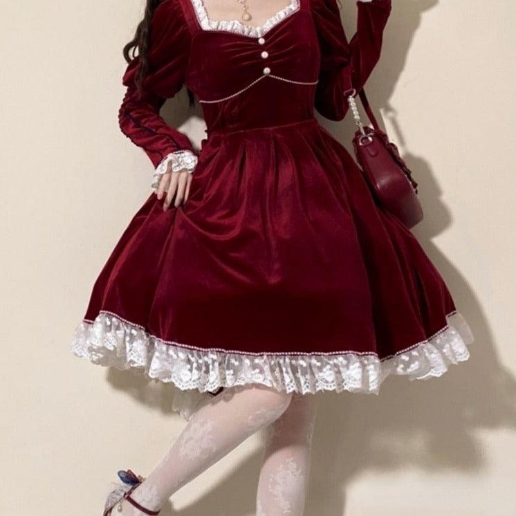 Apple Red Kiss Fairycore Cottagecore Princesscore Dress - Starlight Fair