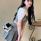 Picnic Amidst Black Dahlias and Daisies Cottagecore Princesscore Fairycore Princesscore Coquette Gothic Soft Girl Kawaii Top and Skirt Bottom Complete Dress Set