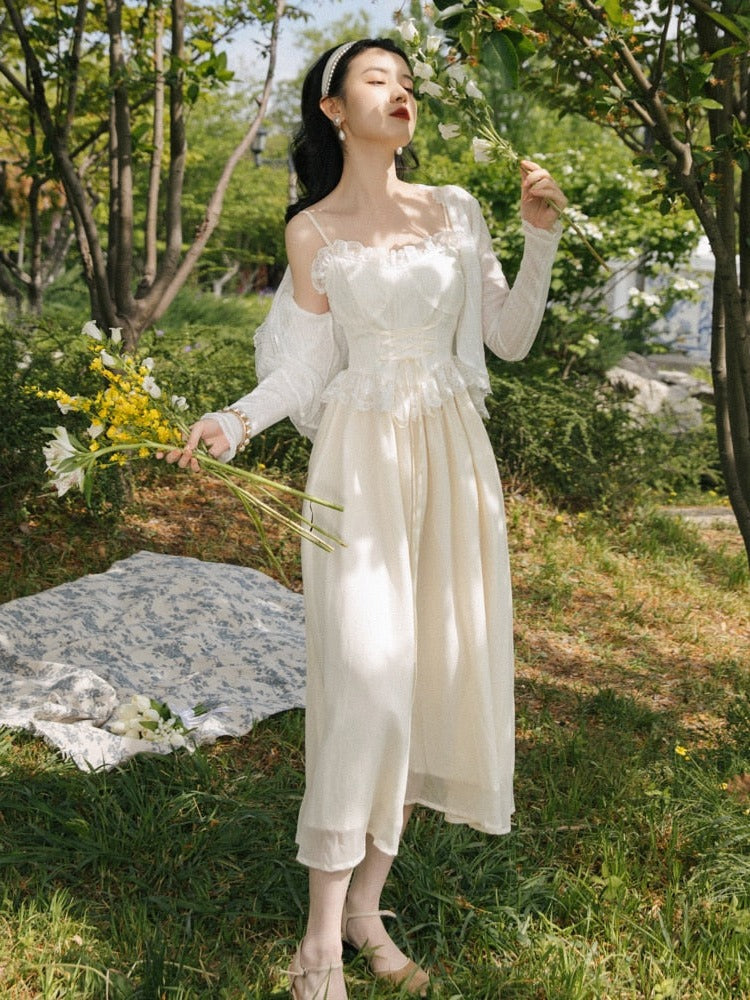 Pure White Dandelion Pixie Valentine Cottagecore Fairycore Princesscore Coquette Kawaii Dress