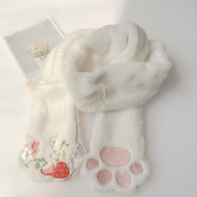 Soft Strawberry Paws Fairycore Cottagecore Princesscore Scarf - Starlight Fair