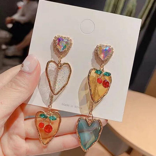 Fairy Glass Heart Drop Earrings 