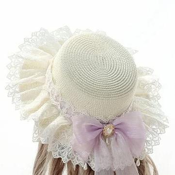 Lace, Ribbon, and Charm Straw Sun Hat 