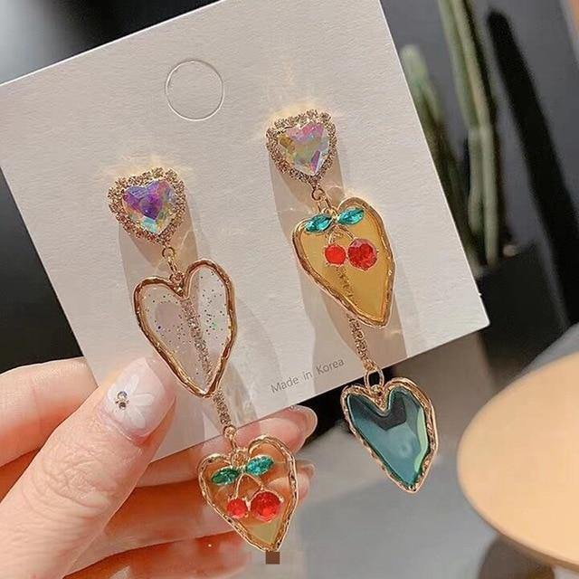 Fairy Glass Heart Drop Earrings 