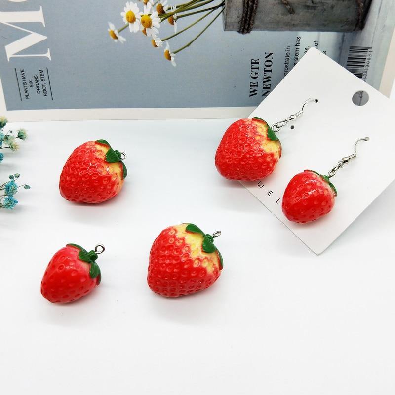 Asymmetrical Strawberry Berry Cute Drop Earrings 