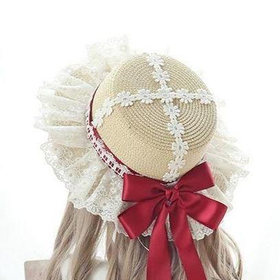 Lace and Ribbon Straw Hat 