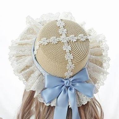 Lace and Ribbon Straw Hat 