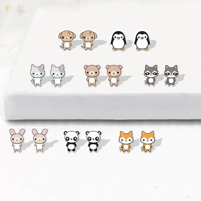 Sweet Cute Cuddly Critters Charm Mini Stud Earrings 