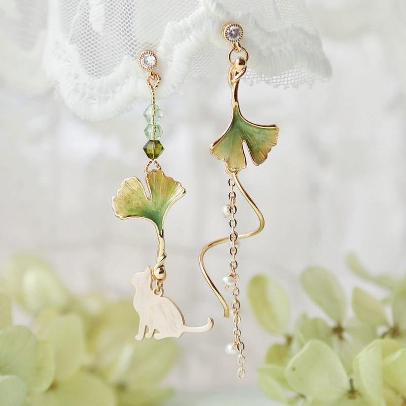 Ginkgo Fairy Spin Drop Earrings 