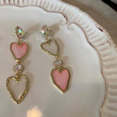 Fairy Glass Heart Drop Earrings 