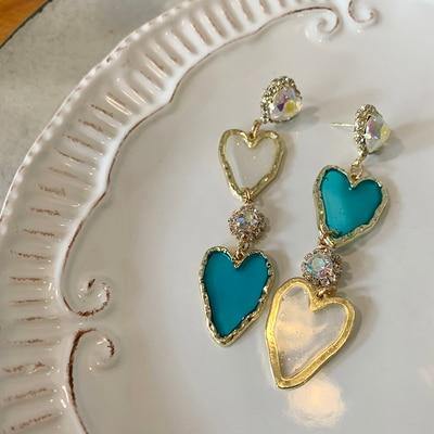 Fairy Glass Heart Drop Earrings 