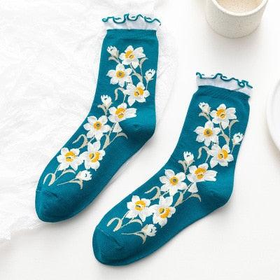 Polish Daffodil Ruffle Cottagecore Socks - Starlight Fair