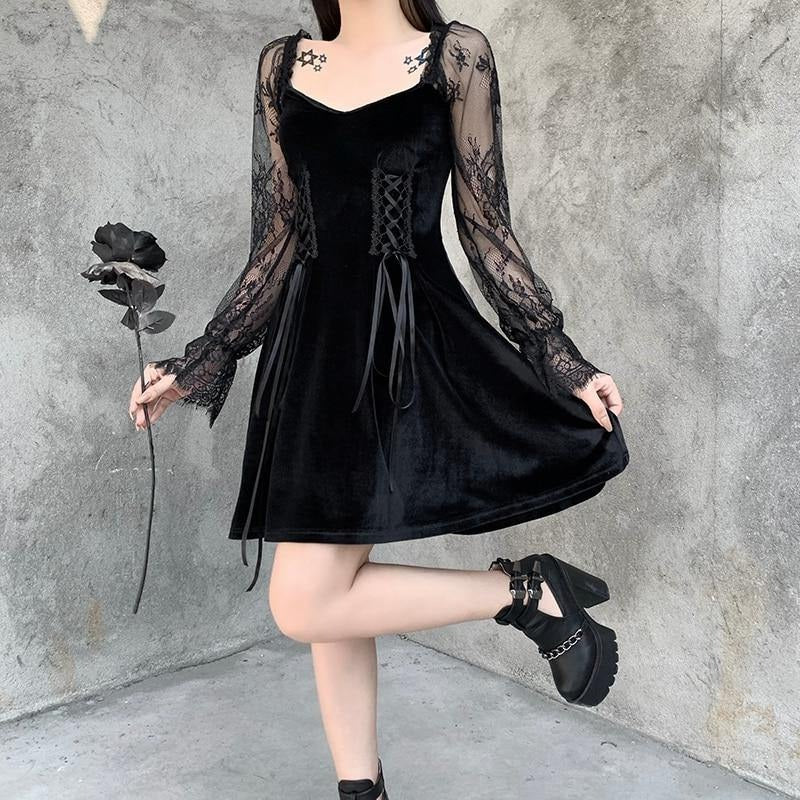 Vine Balcony Dark Fairycore Dress - Starlight Fair