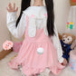 Pink Bow Bunny Cottagecore Fairycore Dress Set with Optional Top - Starlight Fair