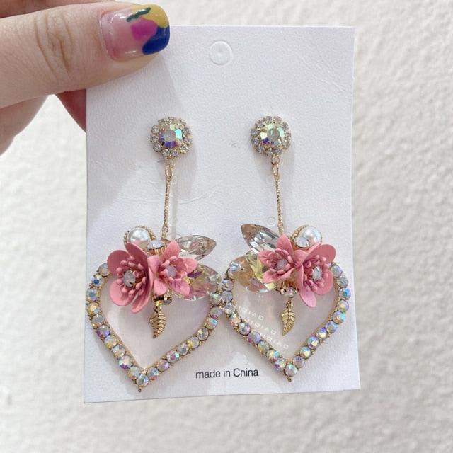 Gorgeous Intentions Heart Flower Fairycore Earrings - Starlight Fair