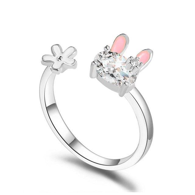 Sakura Bunny Fairycore Princesscore Cottagecore Adjustable Ring Jewelry - Starlight Fair