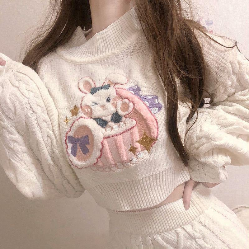 Bunny Baby Cottagecore Sweater and Skirt Dress Set - Starlight Fair