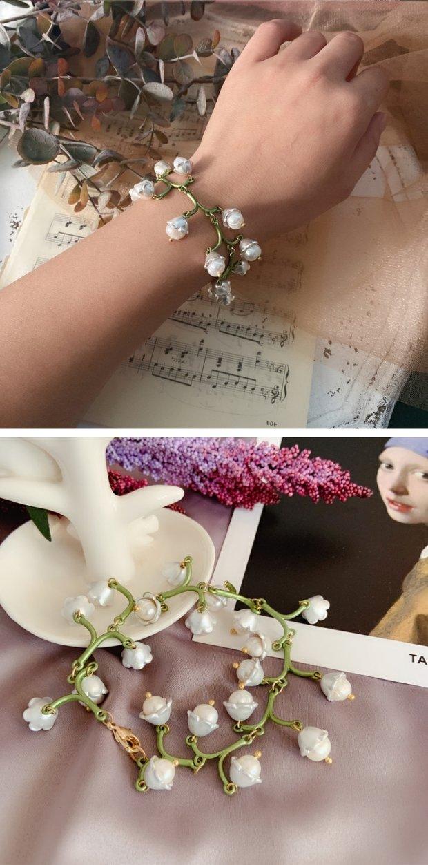 Genuine or Simulated Pearl Trailing Blossoms Fairycore Cottagecore Bracelet - Starlight Fair