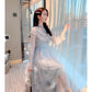 Starlight Glittering Lace Ruffle Collar Long Sleeve Dress 