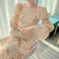 Pastel Yellow Puff Sleeve Floral Lace Daisy Dress 