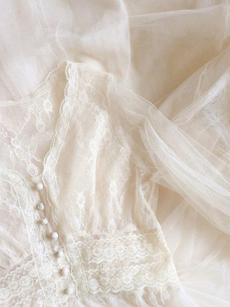 Soft White Billowy Cottagecore Dress - Starlight Fair