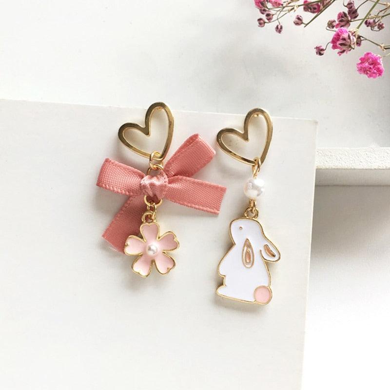 Sakura Usagi Rabbit Bloom Fairycore Earrings - Starlight Fair