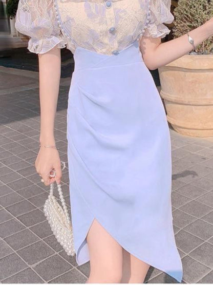 Pastel Blueberry Fairycore Dress Set Skirt Bottom with Optional Top - Starlight Fair