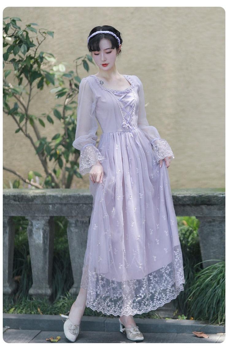 Lavender and Bellflower Lullaby Fairycore Princesscore Cottagecore Dress - Starlight Fair