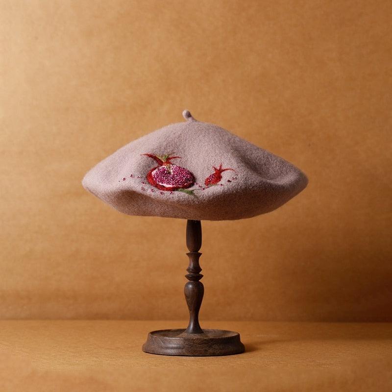 Ruby Symbol of Love Pomegranate Fairycore Cottagecore Warm Hat - Starlight Fair