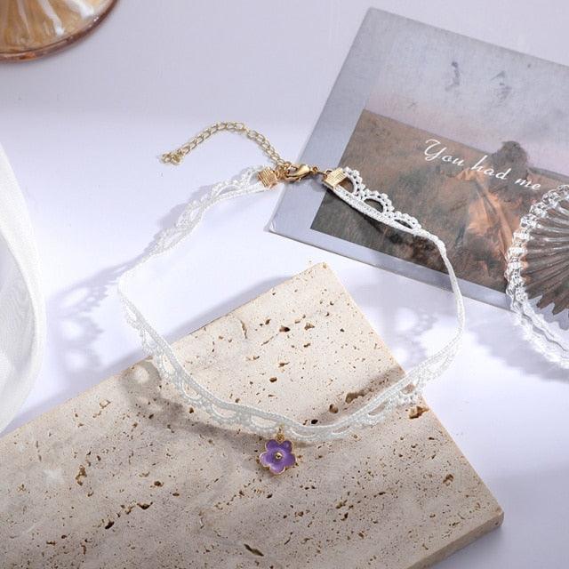 Chains of Snowflakes and Violets Fairycore Cottagecore Choker - Starlight Fair