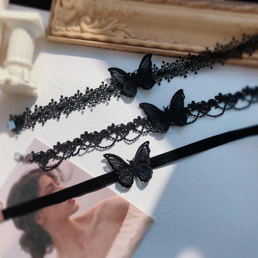 Comfort through the Night Dark Butterfly Fairycore Cottagecore Choker - Starlight Fair