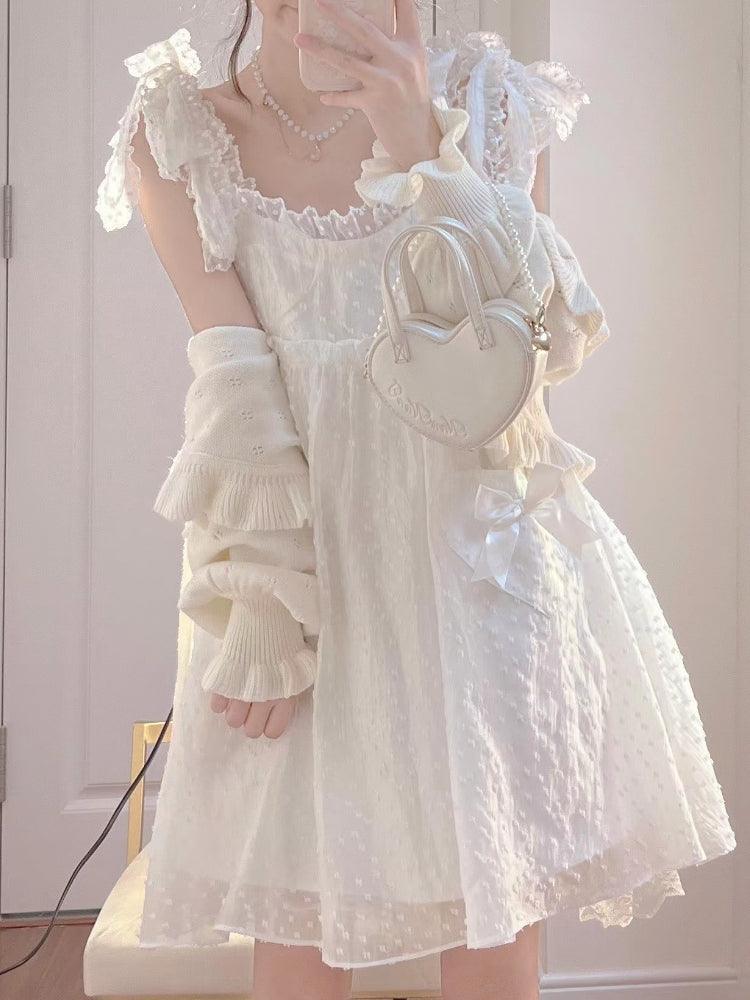 Icy Marshmallow Fairycore Princesscore Cottagecore Dress - Starlight Fair