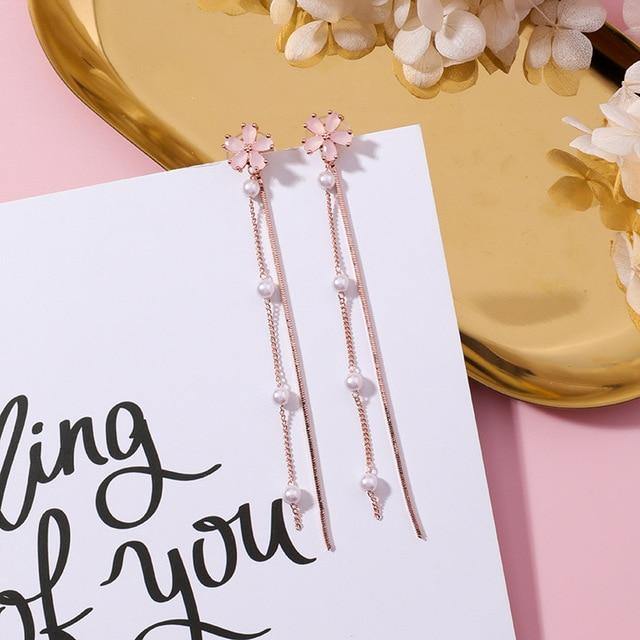 Pink Blossom Shower Earrings 