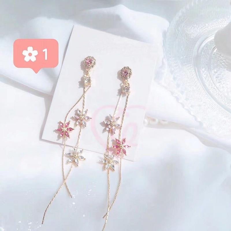 Blown by the Breeze Pink Blossom Drop earrings 